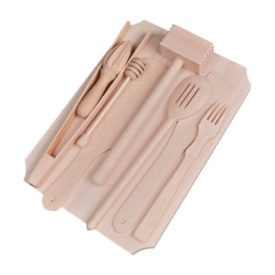 Set ustensile din lemn pentru bucatarie, tocator + 7 ustensile din lemn