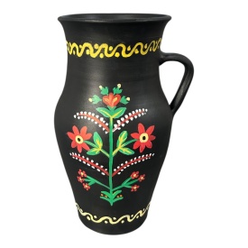 Ulcior decorativ 30 cm pictat manual – ceramica tradiționala Martinescu Marginea, motive populare si flori