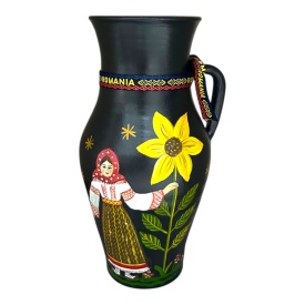 Ulcior mare din ceramica 30 cm – Piesa decorativa traditionala cu motive romanesti