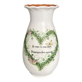 Vaza alba din ceramica, cadou pentru nasi