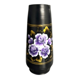 Vază ceramică pictată manual – flori lila elegante, 30 cm