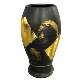 Vaza moderna din ceramica cu foita de aur