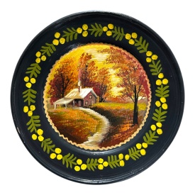Farfurie Ceramica de Marginea pictată manual – Peisaj de toamnă