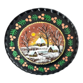 Farfurie decorativa traditionala romaneasca pictata manual, 20 cm