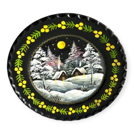 Farfurie traditionala ceramica pictata manual – 24 cm cu prindere, Marginea