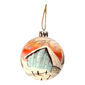 Glob Crăciun pictat manual – ornament brad unicat, cadou sărbători