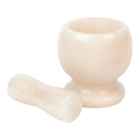 Mojar din piatra naturala,crem, cu pistil, ideal pentru condimente, usturoi, pesto, 11cm