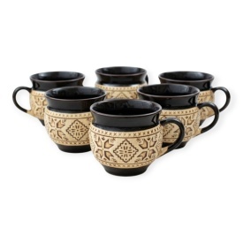 Set 6 cani din ceramica, 250 ml, pentru ceai, apa sau vin, rustic