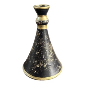 Sfesnic pentru lumanare, din ceramica, lucrat manual, foita de aur, 16 cm