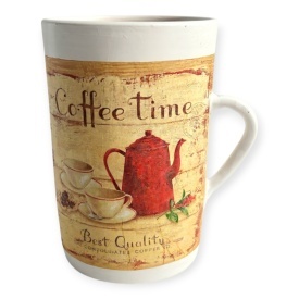 Vaza alba tip carafa 20 cm cu maner, decor COFFEE TIME, accent cozy pentru living sau birou