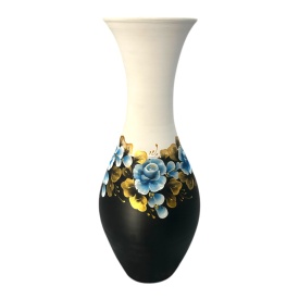 Vaza ceramica alb cu negru,lucrata si pictata manual, silueta - Img 4