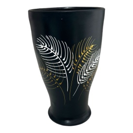 Vaza ceramica neagra, eleganta, pictata manual