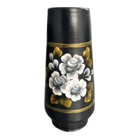 Vază ceramică pictată manual – buchet de flori albe, 30 cm