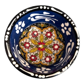 Bol mic din ceramica, lucrat manual, albastru inchis, pentru sosuri, alune, nuci, bijuterii