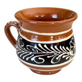 Cană din ceramică tradițională pentru apa,ceai,cafea, maro,lucrată manual, 180 ml
