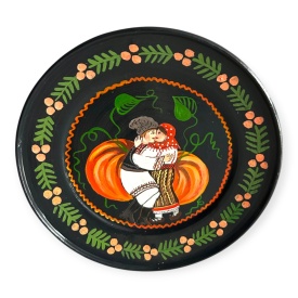 Farfurie ceramica neagra Marginea pentru perete – 24 cm pictata manual