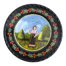 Farfurie ceramică pictată manual – La strâns fânul