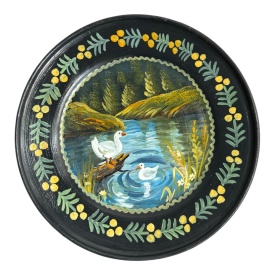 Farfurie de perete, pictata manual, unicat, peisaj din natura