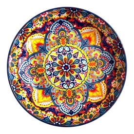 Farfurie, platou ceramic decorativ pentru servire si mancare, model multicolor, 20 cm