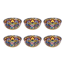 Set 6 boluri ceramice multicolore termorezistente, pentru servire si gatit la cuptor, 16 cm