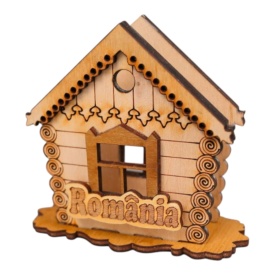 Suport servetele, lemn,casuta,Romania – 9.5x10 cm, design rustic traditional