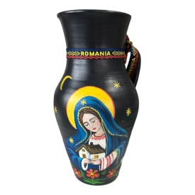 Ulcior ceramic decorativ pictat manual, Maica Domnului Ocrotitoarea casei, 30 cm