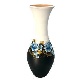 Vaza ceramica alb cu negru,lucrata si pictata manual, silueta - Img 2