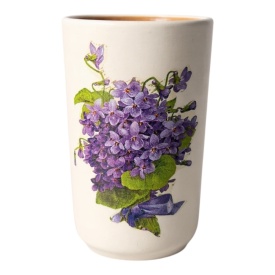 Vaza decorativa din ceramica artizanala Ceramica Martinescu, model Buchet de Viole, lucrata manual in Bucovina, 20 cm