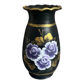 Vază din ceramică Marginea, pictată manual, 25 cm, autentica