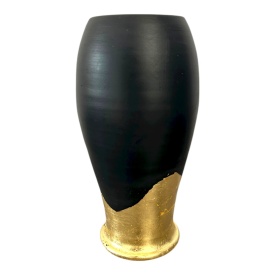 Vază modernă din ceramică cu foiță de aur 25 cm