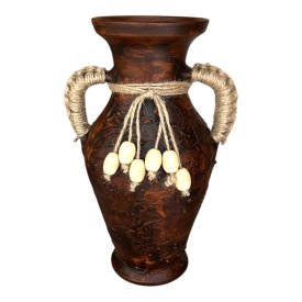 Amfora ceramica rustica 30 cm – Vaza decorativa pentru flori cu design traditional maro