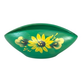 Bol decorativ ceramic pictat manual verde – vas ceramic pentru decor interior 18x9 cm