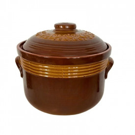 Oala din ceramica pentru sarmale, maro, 8 litri