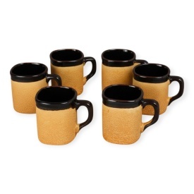 Set 6 cani din ceramica traditionala, glazurate, 8 cm, pentru ceai, apa sau vin