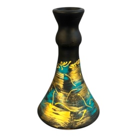 Sfesnic din ceramica handmade pentru lumanari 16 cm decor abstract auriu turcoaz