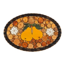 Suport oval pentru vase fierbinti, lemn, rustic, traditional, 20x30cm