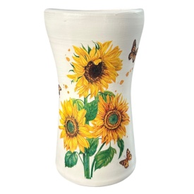 Vaza alba cu floarea soarelui
