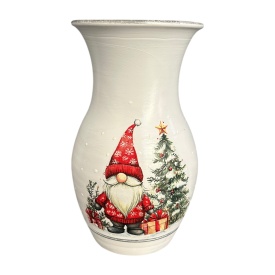 Vază ceramică de Crăciun cu Moș Crăciun și cadouri – 25 cm, din Bucovina
