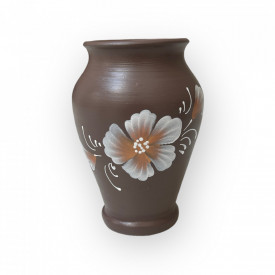Vaza ceramica maro, pictata manual, 16cm