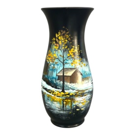 Vaza ceramica pictata manual – piesa unicat, obiect decorativ premium pentru interior, 30 cm
