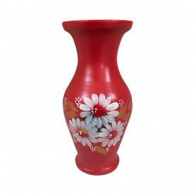 Vaza ceramica rosie , pictata manual, 27 cm