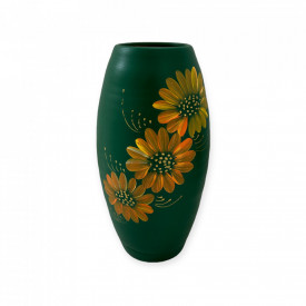 Vaza ceramica, verde , floarea soarelui, 25cm