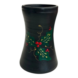 Vaza decorativa de Craciun, ceramica, neagra - Img 2
