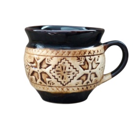 Cana din ceramica decorata manual, 250 ml