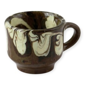 Canita din lut pentru tuica, 25 ml, maro, glazurata, traditionala si rustica