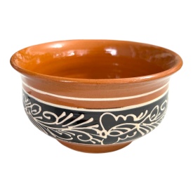 Castron ceramic tradițional românesc, lucrat și decorat manual – Bol pentru servire, 13 cm