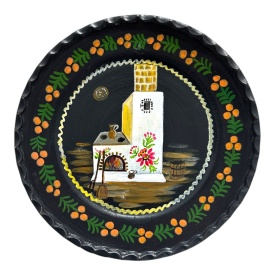 Farfurie Ceramica de Marginea pictată manual – Soba tradițională de la țară, 24 cm