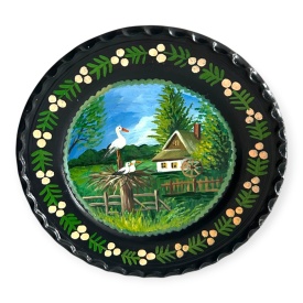 Farfurie ceramica de perete lucrata si pictata manual – 24 cm Marginea