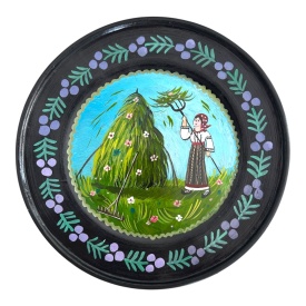 Farfurie ceramică pictată manual – Strânsul ierbii