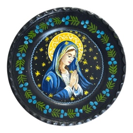 Farfurie decorativa, pictura manuala, Fecioara Maria, decor pentru perete, icoana, 24 cm